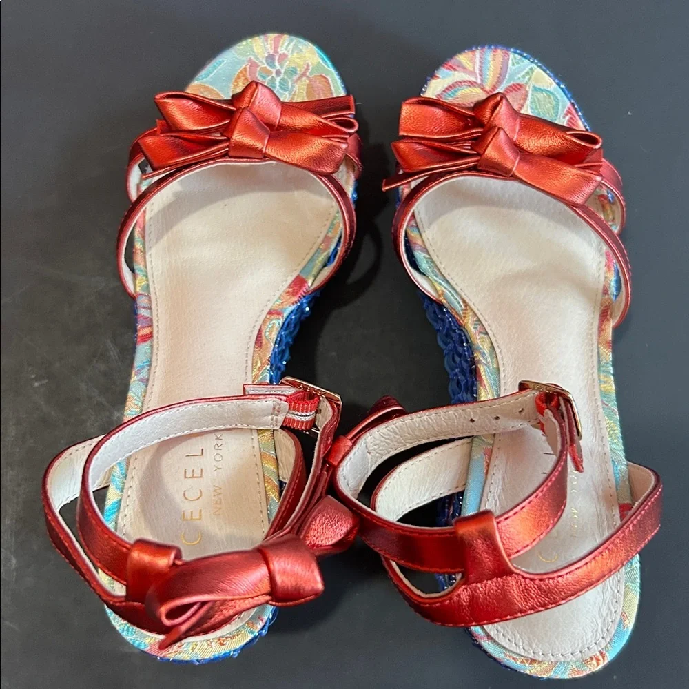 Cecelia New York | Whinney Platform Wedge in Red Metallic | 6.5